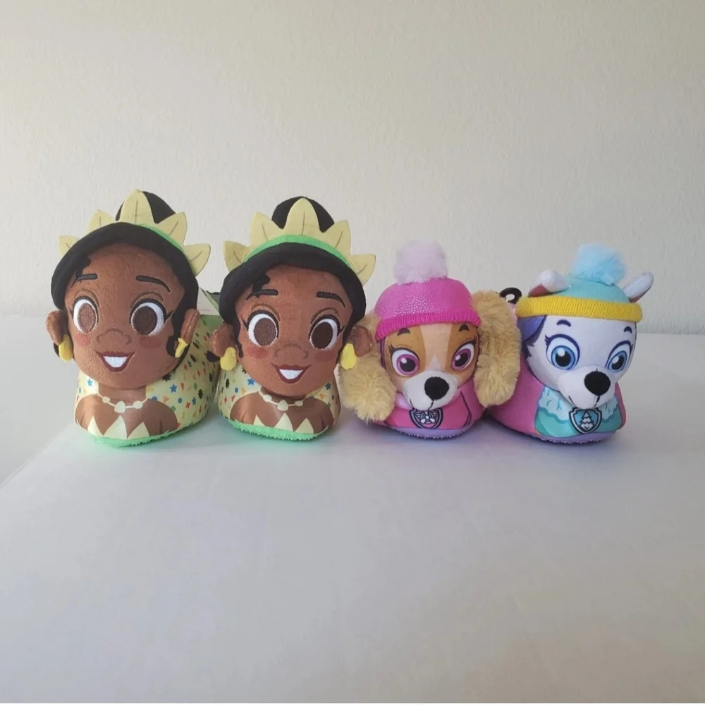 Disney Princess and Paw Patrol Plush Slippers Set Size 11-12